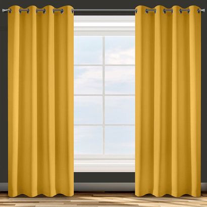 Zasłona gotowa na przelotkach ADORE 140x250 Eurofirany musztardowa