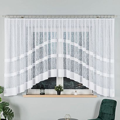 Firanka żakardowa gotowa na żabki WIKTORIA 500x160 biała