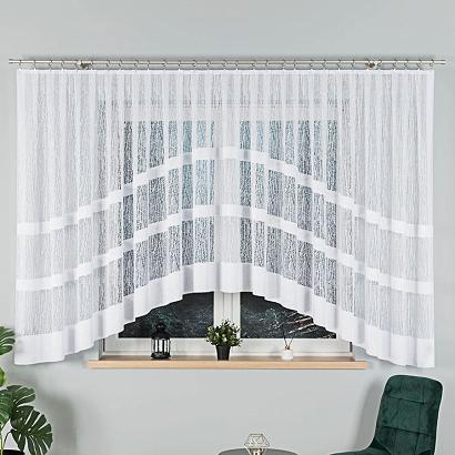 Firanka żakardowa gotowa na żabki WIKTORIA 500x160 biała