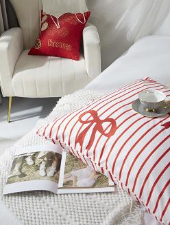 Biała Świąteczna Pościel z Mikrofibry z Nadrukiem 160x200 Xmass Bow