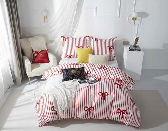 Biała Świąteczna Pościel z Mikrofibry z Nadrukiem 160x200 Xmass Bow