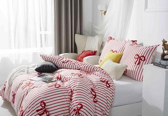 Biała Świąteczna Pościel z Mikrofibry z Nadrukiem 160x200 Xmass Bow