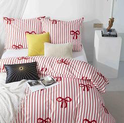 Biała Świąteczna Pościel z Mikrofibry z Nadrukiem 160x200 Xmass Bow