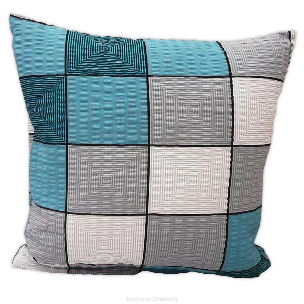 Poszewka z kory 40x40 wzór piknikowa krata turkusowa