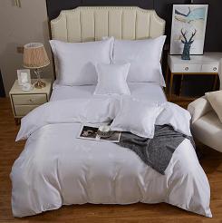 Pościel atłasowa z haftem 160x200 ekskluzywna biała motyle