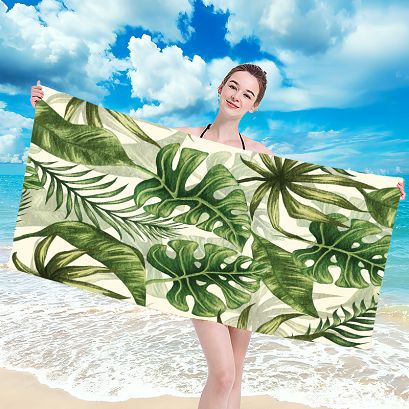 Ręcznik plażowy 100x180 liście monstery