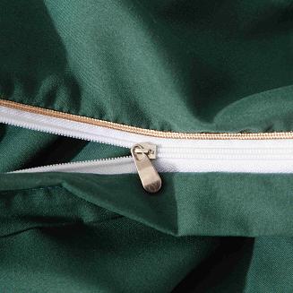 Pościel Queen 140x200 butelkowa ze złotą lamówką bizą