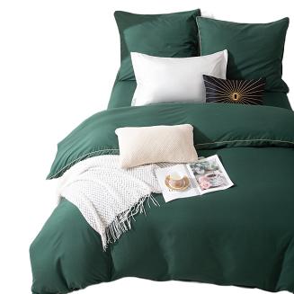 Pościel Queen 140x200 butelkowa ze złotą lamówką bizą