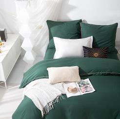 Pościel Queen 140x200 butelkowa ze złotą lamówką bizą