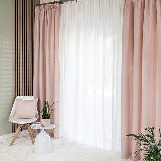 Zasłona gotowa na taśmie MOLLY 140x250 strukturalna pudrowy róż