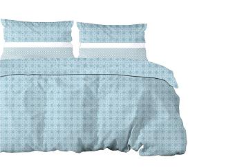 Pościel bawełniana 160x200 Greno biała błękitna skandynawska geometria