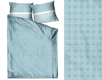 Pościel bawełniana 160x200 Greno biała błękitna skandynawska geometria