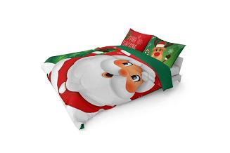 Pościel bawełniana świąteczna 160x200 wzór wesoły mikołaj