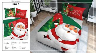 Pościel bawełniana świąteczna 160x200 wzór wesoły mikołaj