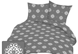Pościel z kory 180x200 wzór ornament na szarości