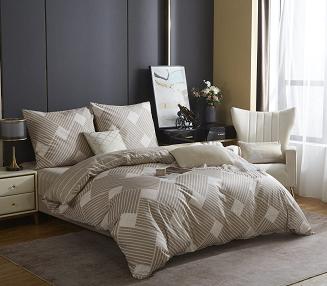 Brązowa Pościel Geometryczna Satyna Bawełniana 220x200 XDF 044