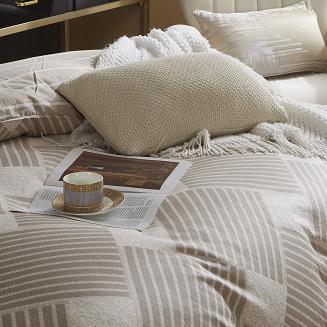 Brązowa Pościel Geometryczna Satyna Bawełniana 220x200 XDF 044