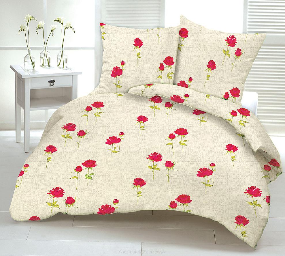 Pościel satyna korowana 160x200 wzór Róże czerwone