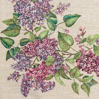 Obrus dekoracyjny gobelin 40x100 Eurofirany naturalny fioletowy kwiaty bzu lilak