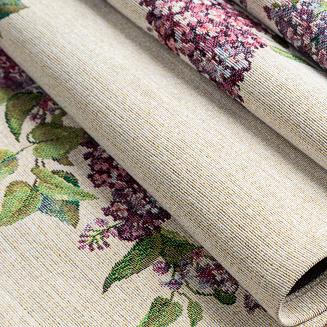 Obrus dekoracyjny gobelin 40x100 Eurofirany naturalny fioletowy kwiaty bzu lilak