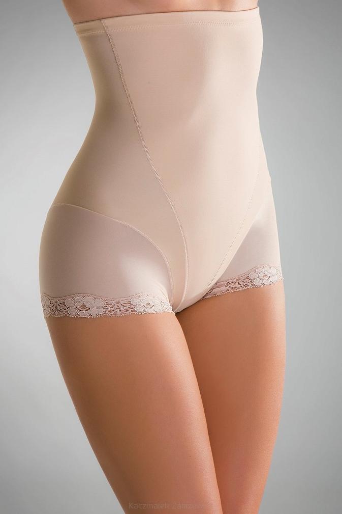 Bermudy damskie wysokie z koronką Violetta beżowe