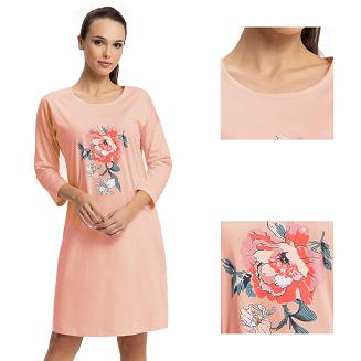 Koszula damska LUNA kod 128 morelowa / duży kwiat