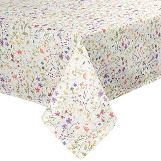 Obrus dekoracyjny wodoodporny ANNA 85x85 Eurofirany biały fioletowy polne kwiaty