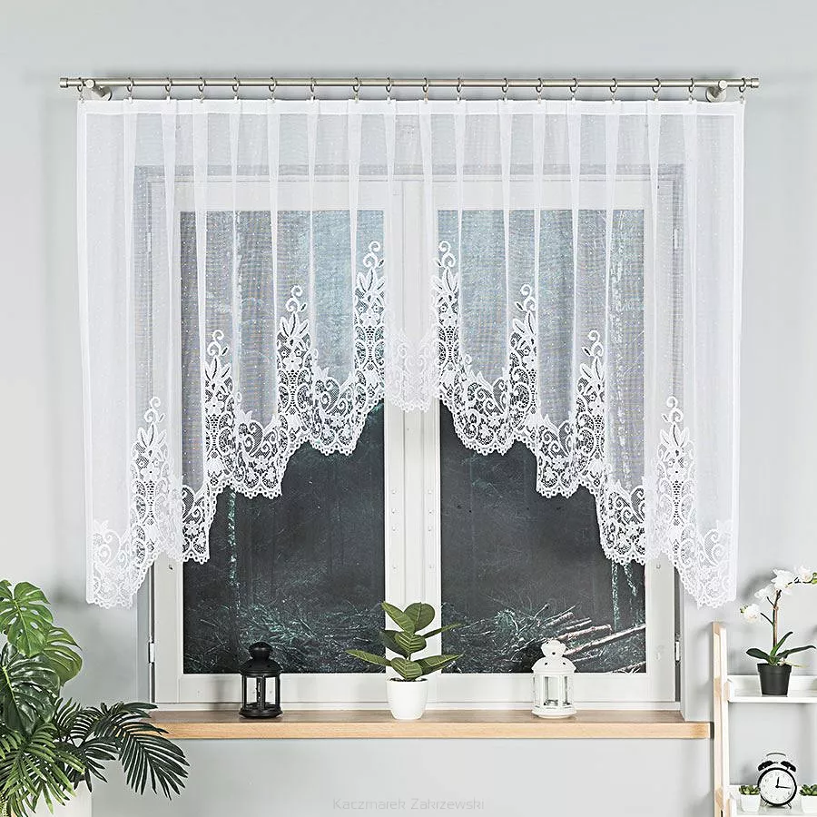 Firanka żakardowa gotowa na żabki BERENIKA 330x130 biała
