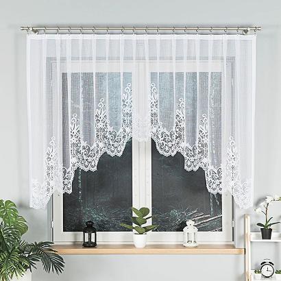 Firanka żakardowa gotowa na żabki BERENIKA 330x130 biała