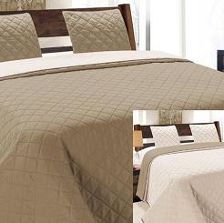 Narzuta dekoracyjna z poszewkami VIGO II 220x240 cappuccino ecru kwadraty