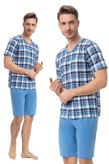 Piżama męska LUNA kod 793 w serek niebieski
