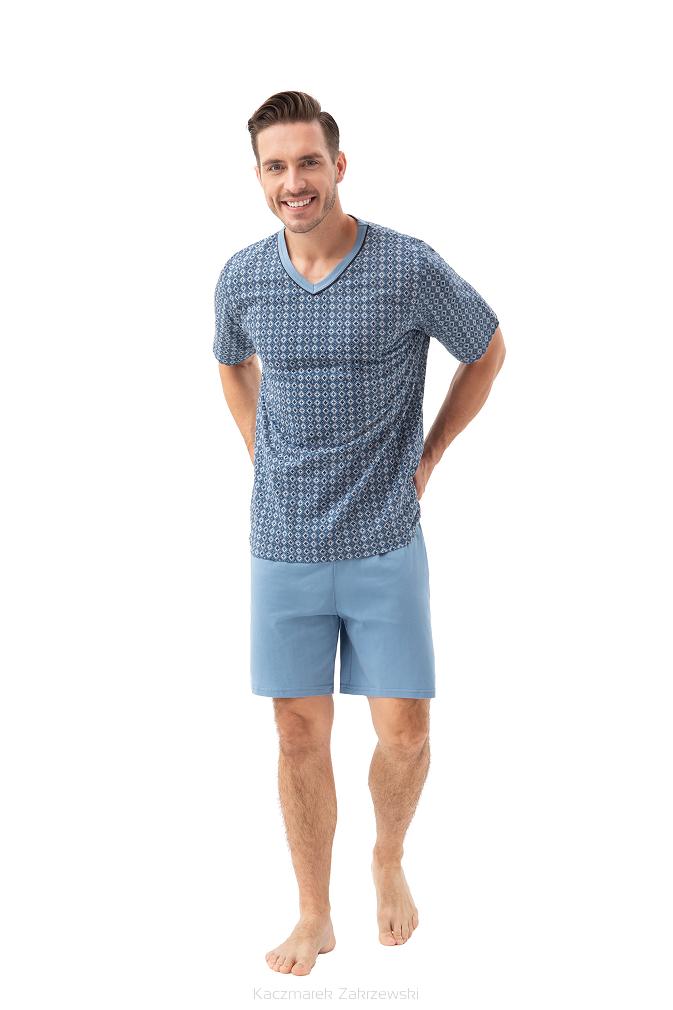Piżama męska LUNA kod 793 w serek niebieska
