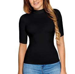 Bluzka damska półgolf z krótkim rękawem LAYLA czarna