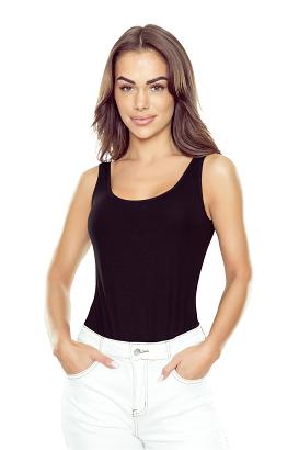 Prążkowana koszulka na szerokich ramiączkach Carlana czarna