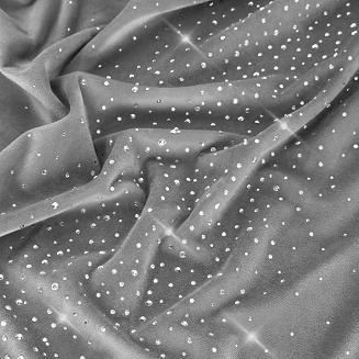 Obrus dekoracyjny SHINY 140x180 welurowy szary z kryształkami