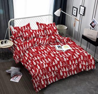 Pościel świąteczna 160x200 czerwona biała choinki