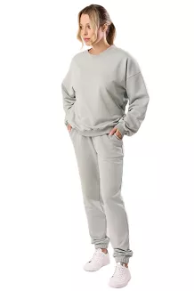 Bawełniana bluza dresowa z długim rękawem Babell kod 3009 eukaliptusowa