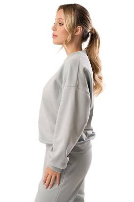 Bawełniana bluza dresowa z długim rękawem Babell kod 3009 eukaliptusowa