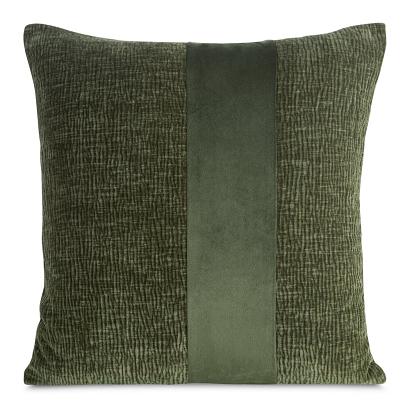 Poszewka dekoracyjna CARLA 45x45 Eurofirany oliwkowa szenilowa z ozdobnym pasem