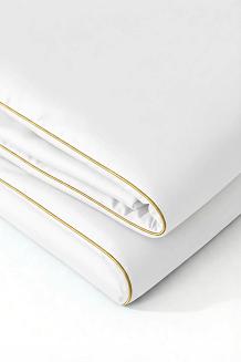 Pościel bambusowa 140x200 biała ze złotą bizą