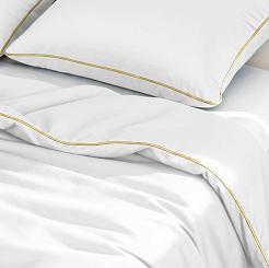 Pościel bambusowa 140x200 biała ze złotą bizą