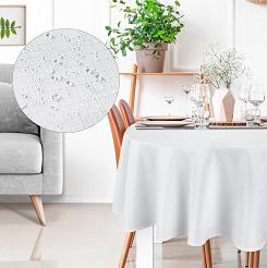 Obrus dekoracyjny wodoodporny KATE 150 Eurofirany biały okrągły strukturalna faktura