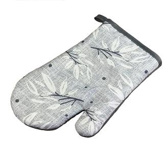 Rękawice kuchenne 18x27 z magnesem 2 szt. szary melanż liście