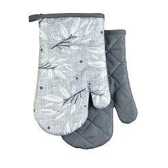 Rękawice kuchenne 18x27 z magnesem 2 szt. szary melanż liście