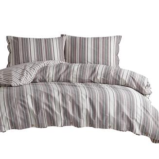 Pościel bawełniana RUNE 140x200 NATURAL Darymex białe fioletowe szare paski