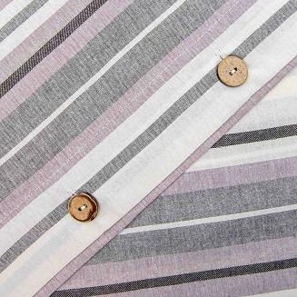 Pościel bawełniana RUNE 140x200 NATURAL Darymex białe fioletowe szare paski