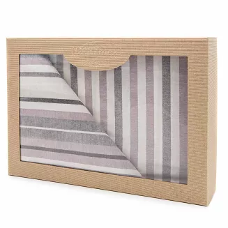 Pościel bawełniana RUNE 140x200 NATURAL Darymex białe fioletowe szare paski