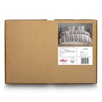 Pościel bawełniana RUNE 140x200 NATURAL Darymex białe fioletowe szare paski