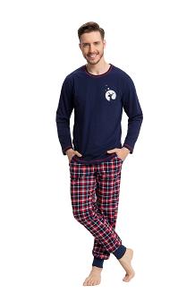 Piżama męska LUNA kod 725 granatowa z reniferem / granatowo-czerwona krata