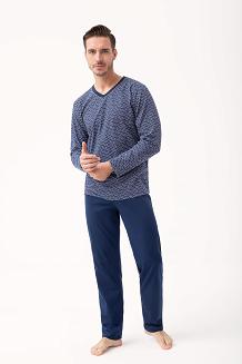 Piżama męska LUNA kod 795 w serek granatowa
